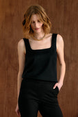 The Ivy Silk Tank Black