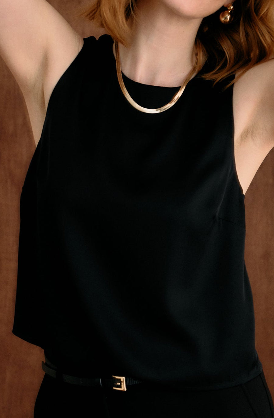 The Ella Silk Tank Black