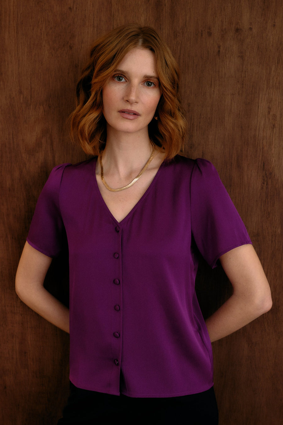 The Evelyn Silk Blouse Deep Purple