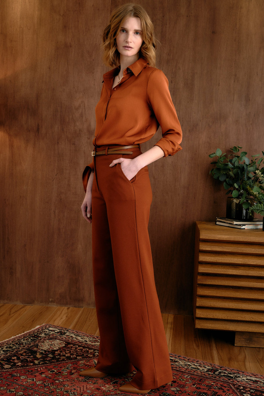 The Grace Silk Long Sleeve Blouse Ochre