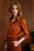 The Grace Silk Long Sleeve Blouse Ochre