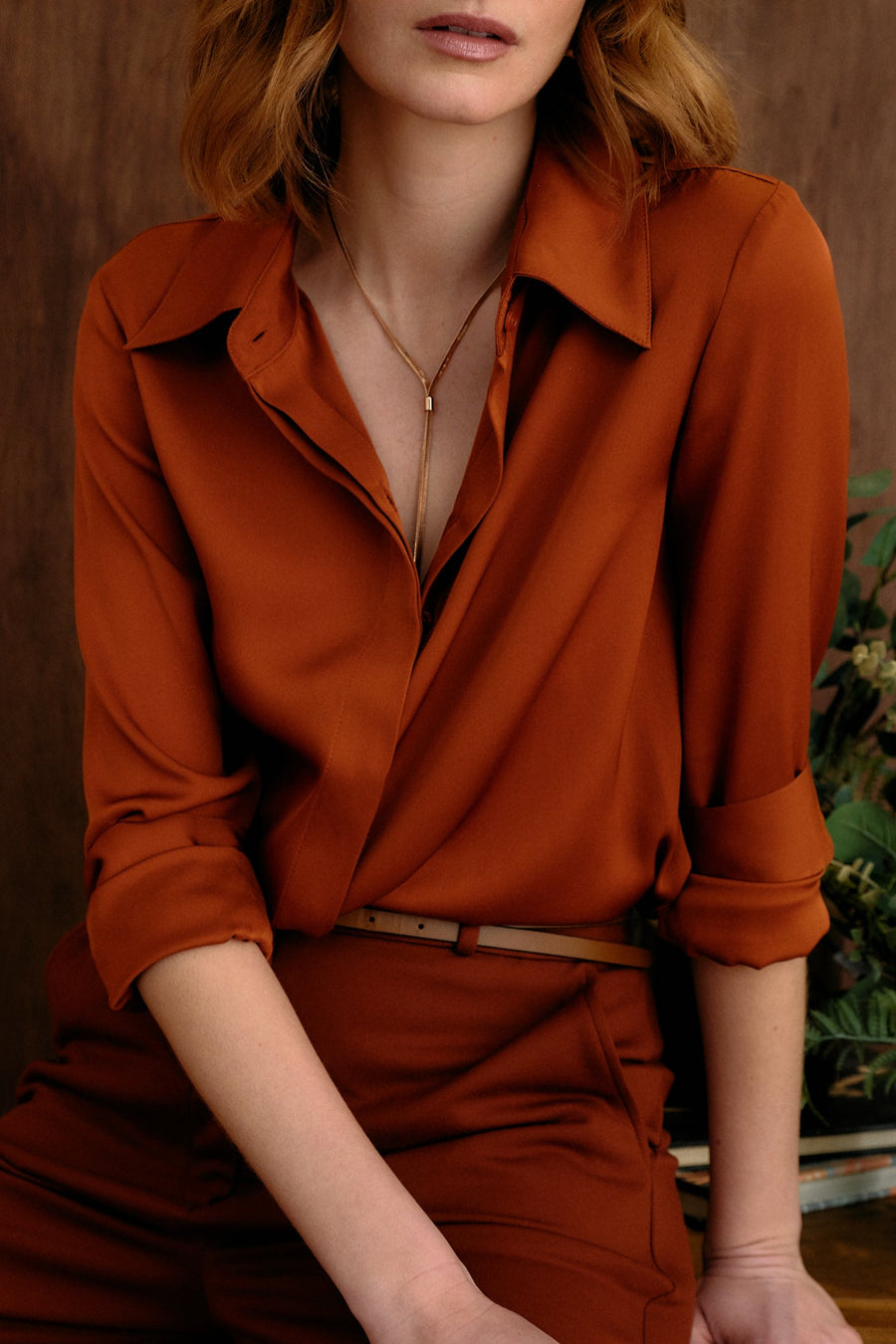 The Grace Silk Long Sleeve Blouse Ochre