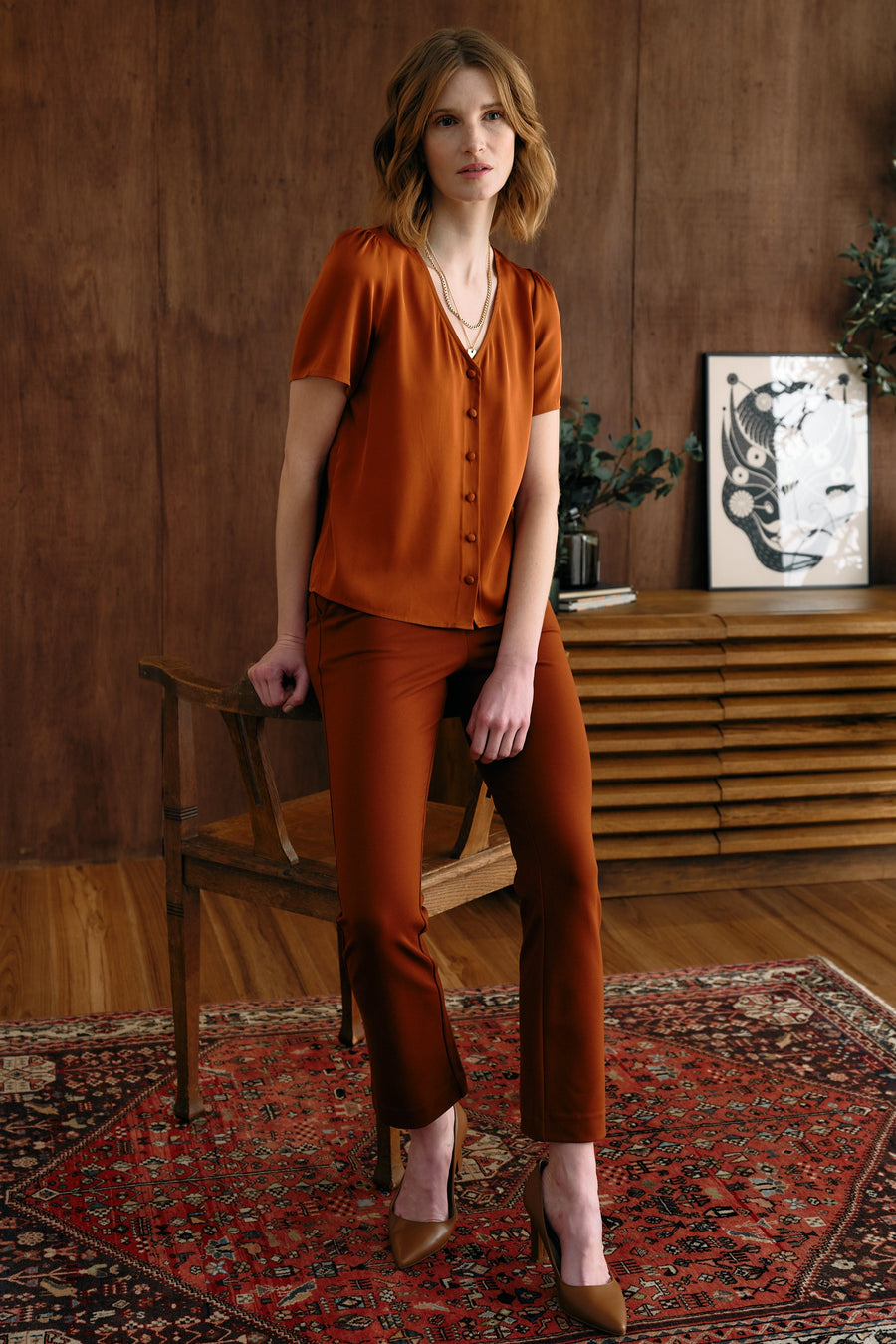 The Evelyn Silk Blouse Ochre