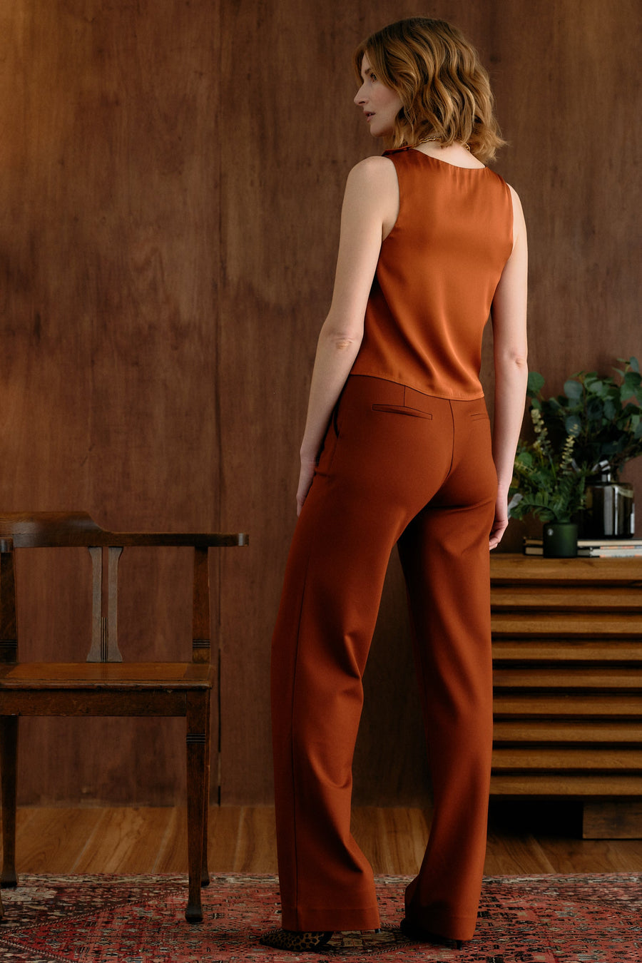 The Ella Silk Tank Ochre