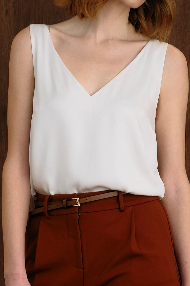 The Hazel Silk Tank Ivory