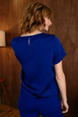 The Hannah Silk Tee Cobalt Blue