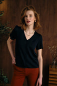 The Evelyn Silk Blouse Navy