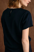 The Hannah Silk Tee Navy