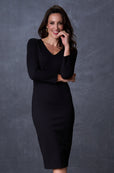 The Ashley Dress Long Sleeve V-Neck Black