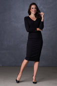 The Ashley Dress Long Sleeve V-Neck Black