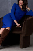 The Ashley Dress Long Sleeve V-Neck Cobalt Blue