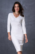 The Ashley Dress Long Sleeve V-Neck Ivory