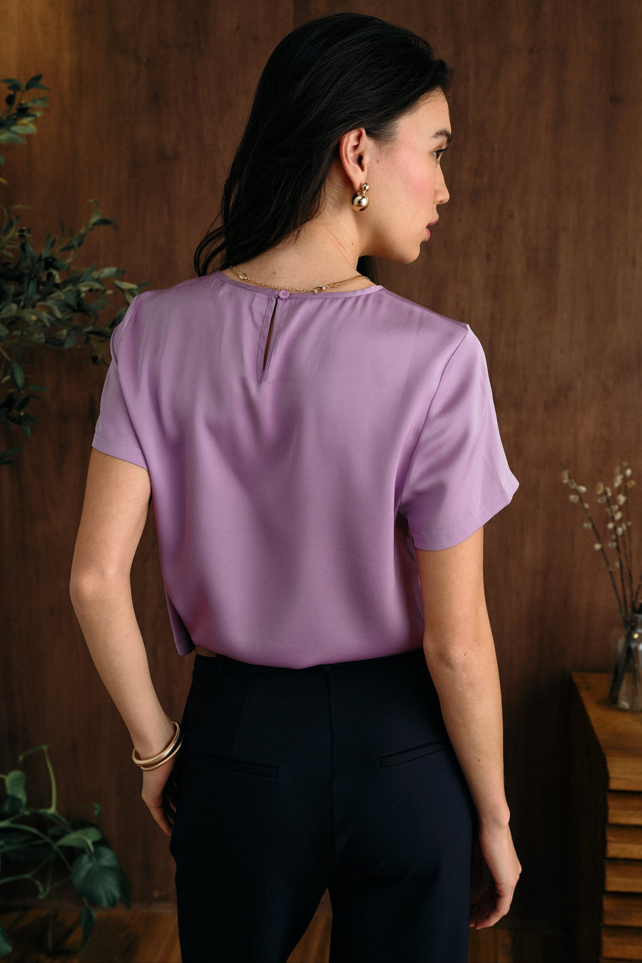 The Hannah Silk Tee Orchid