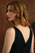 The Hazel Silk Tank Black