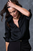 The Grace Silk Long Sleeve Blouse Black