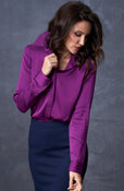 The Grace Silk Long Sleeve Blouse Deep Purple