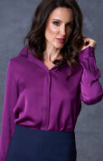 The Grace Silk Long Sleeve Blouse Deep Purple