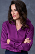 The Grace Silk Long Sleeve Blouse Deep Purple