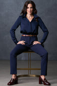 The Grace Silk Long Sleeve Blouse Navy