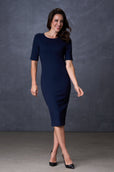 The Ashley Dress Short Sleeve Round Neck Navy