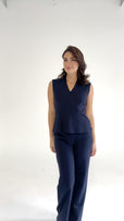 The Clara Peplum Top Navy